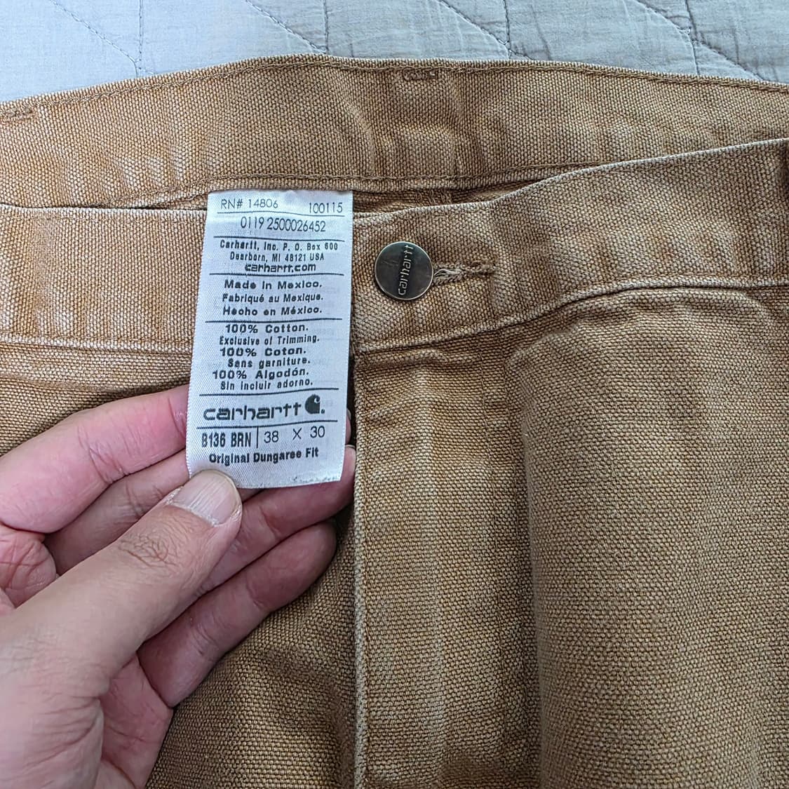 [38X34] 칼하트 더블니 B136 BRN 워크팬츠 굿 T-6 상품이미지5