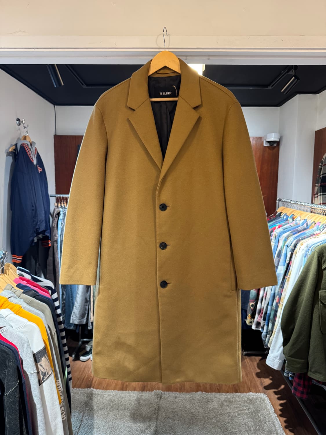 인사일런스 캐시미어 싱글 코트 베이지 L 상품이미지1