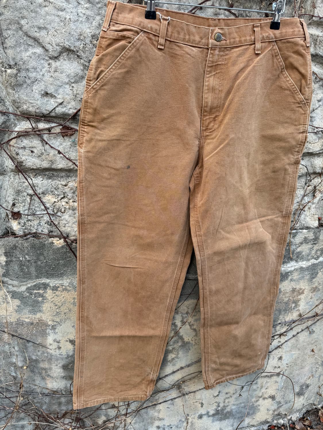 칼하트 빈티지 b11 브라운 덕캔버스 카펜터 싱글니 워크 팬츠 36 상품이미지5