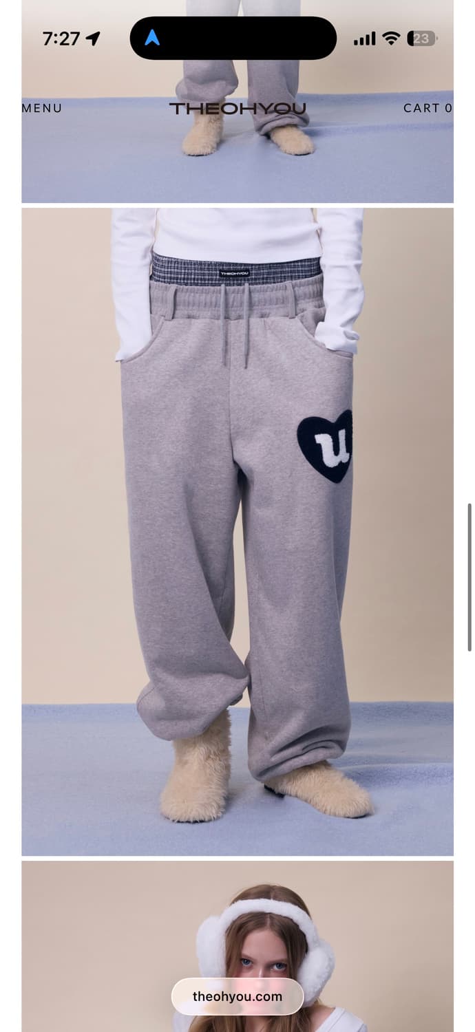 더오유 THEOHYOU  하트 조거 팬츠 회색 상품이미지2
