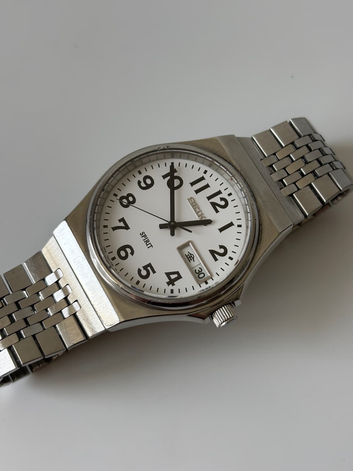 1990년대 Spirit 아라빅 인덱스 실버 쿼츠 상품이미지2