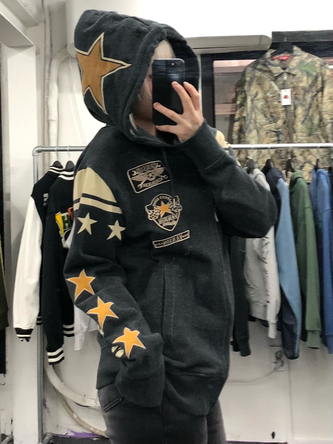 밴슨 레더 스타 패치 후드집업 상품이미지6