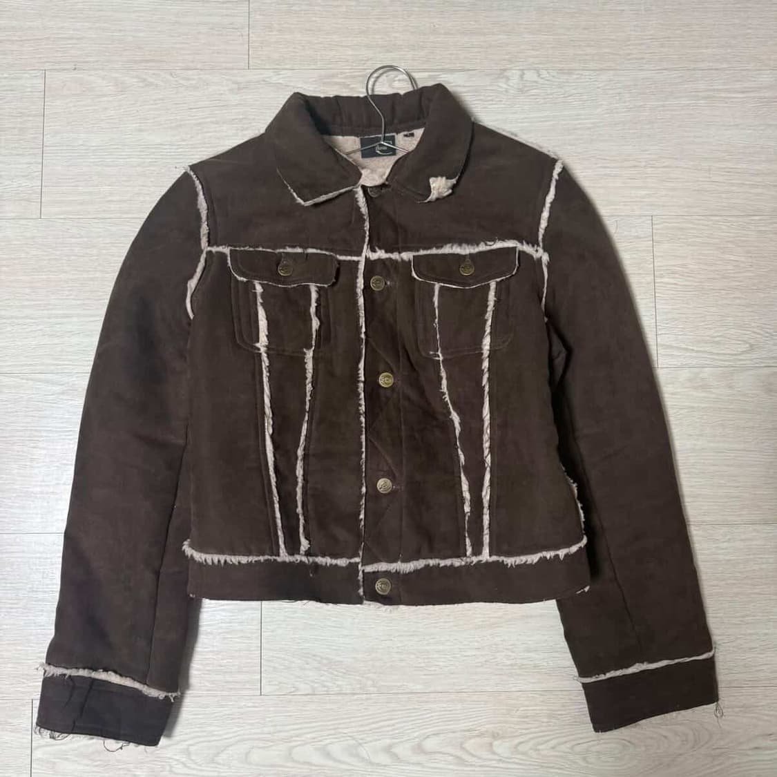 Roberto Cavalli Shearling Trim Brown Sue 상품이미지1