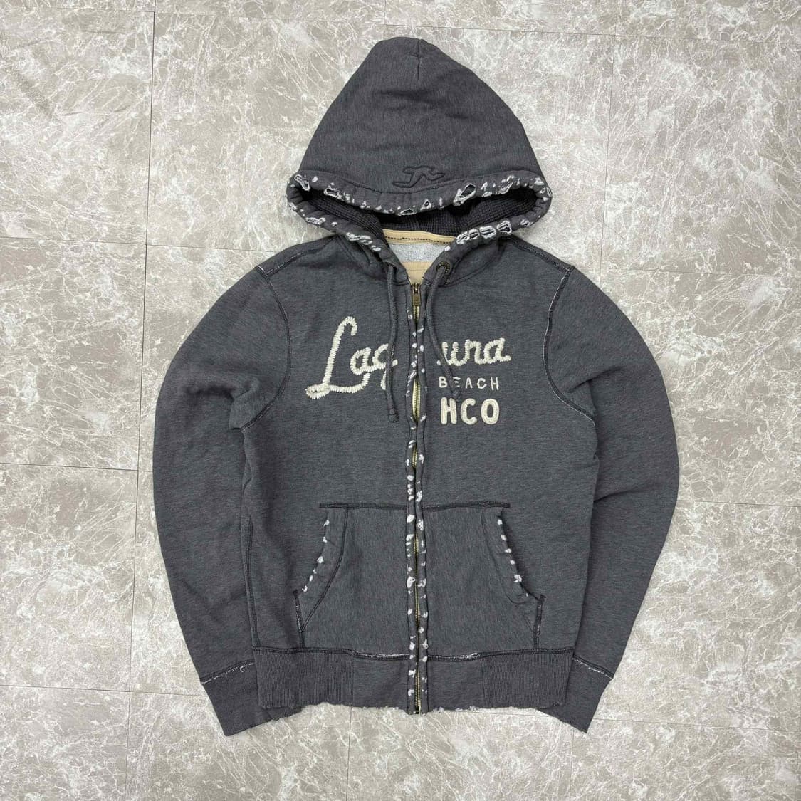 홀리스터 y2k 올드스쿨 스웻 후드집업 희귀져지(S) 상품이미지3