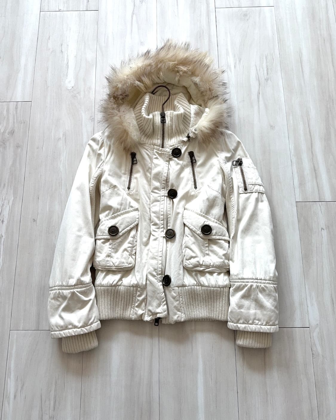 OZOC y2k ivory 2way zip-up crop jacket 상품이미지1