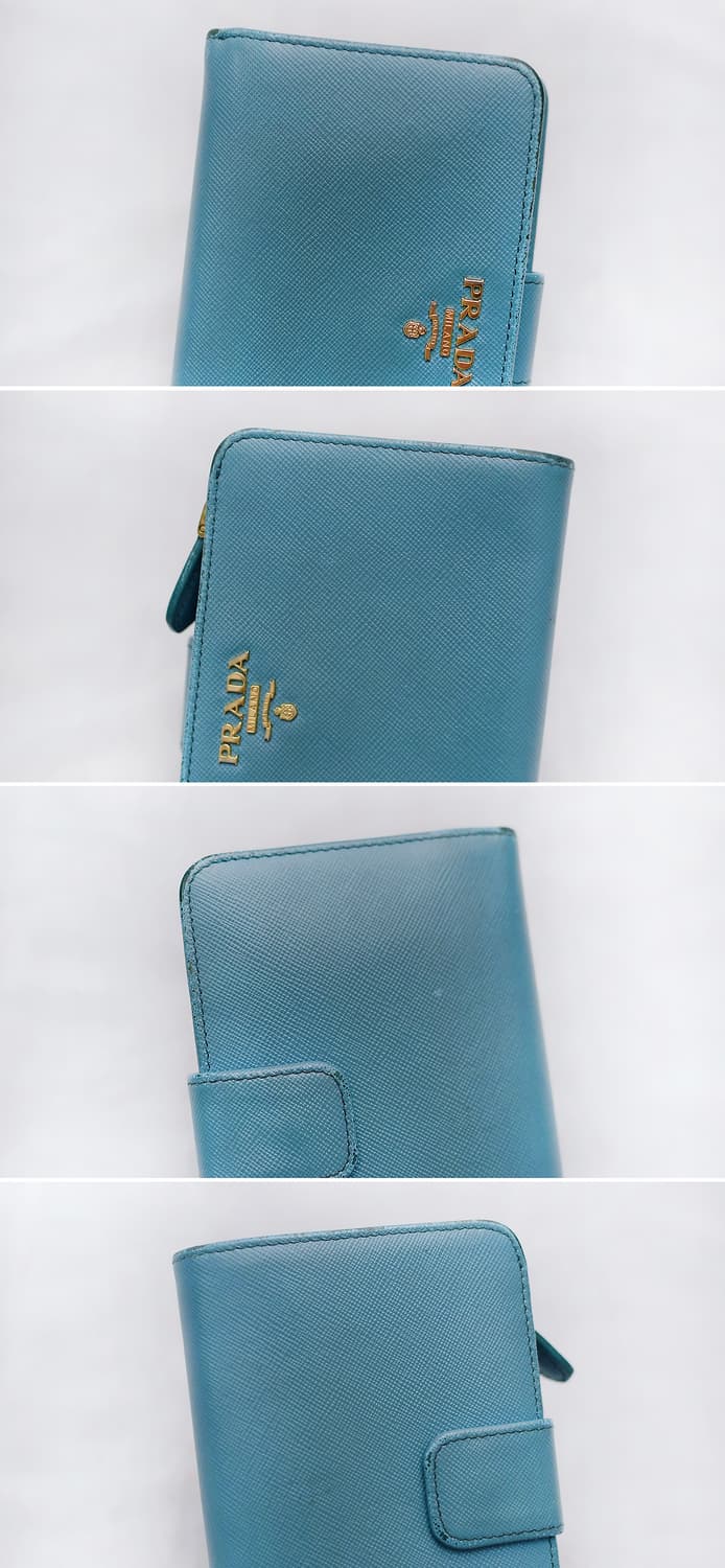 프라다 사피아노 메탈 로고 지퍼포켓 중지갑 (에메랄드 블루) 상품이미지6