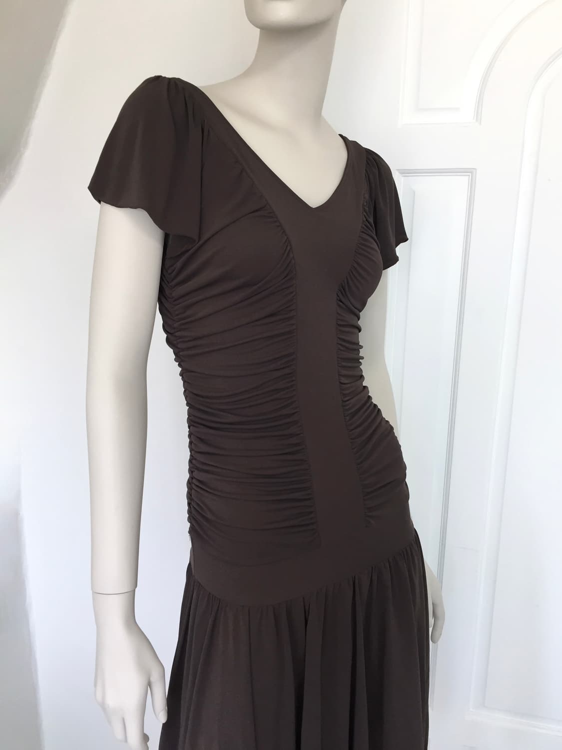 Japan Designer brown Shirring Dress 상품이미지9