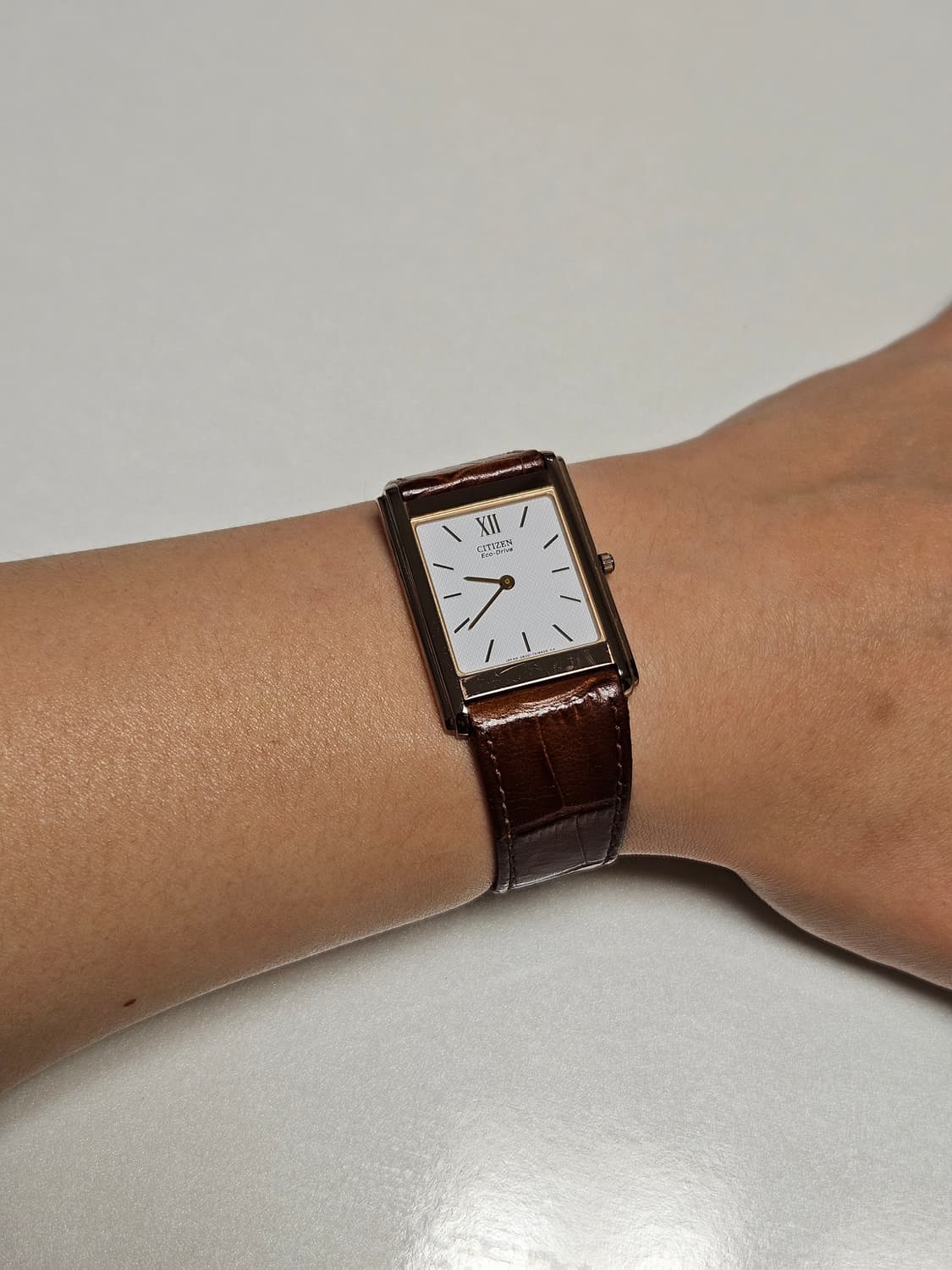 빈티지 시티즌 탱크 에코드라이브 사각 가죽 시계 상품이미지2