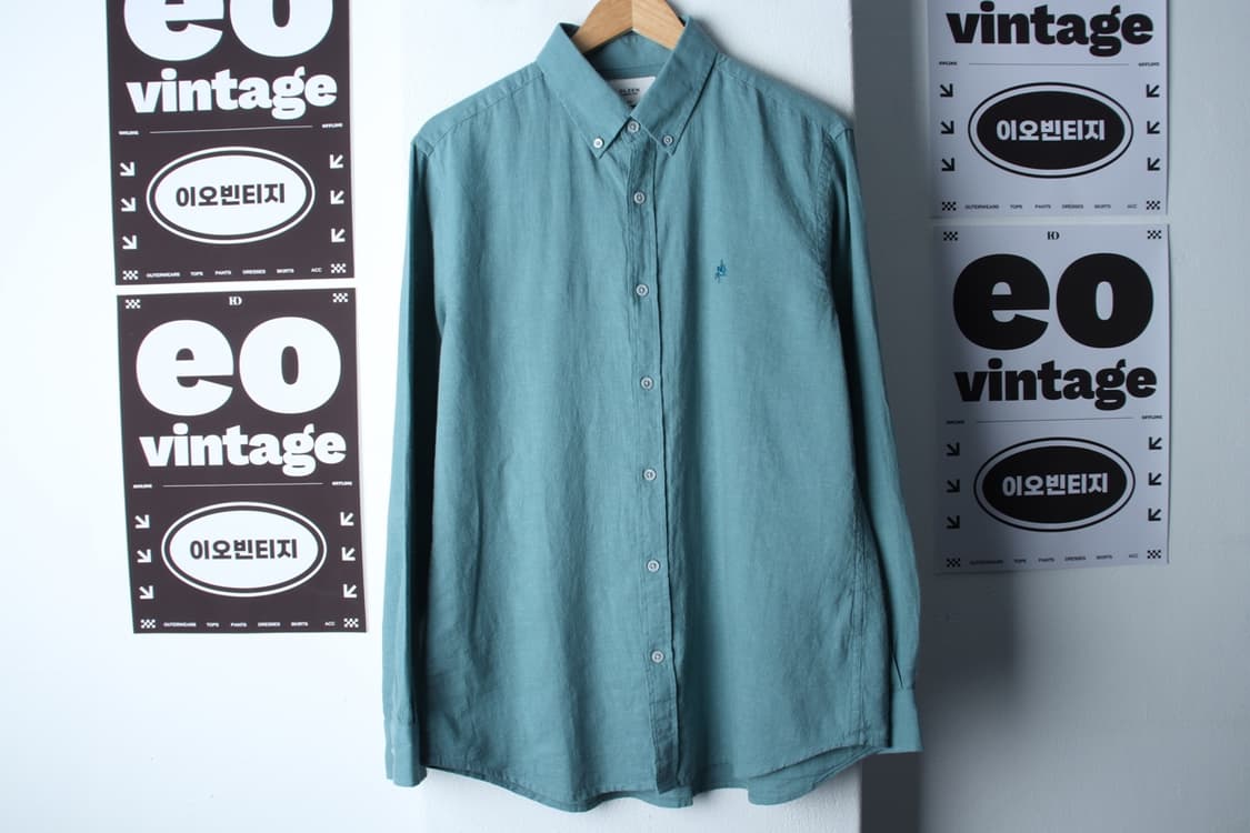 (L-XL) 올젠 셔츠 남방 연블루 무지 린넨 마-H32348 상품이미지2