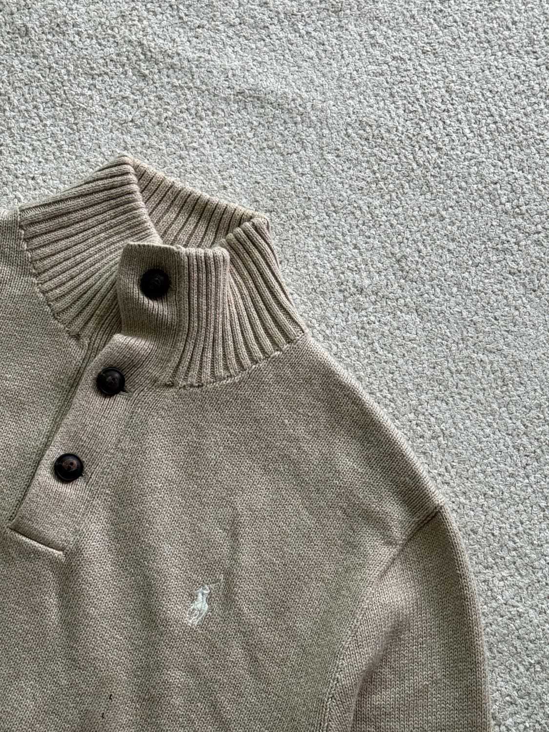 (새상품/정품) 폴로랄프로렌 버튼 반집업 니트 (베이지/남성L) 상품이미지3