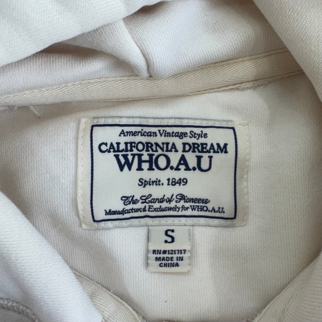 Who A U 후아유 네이비 로고 아이보리 후드집업 상품이미지6