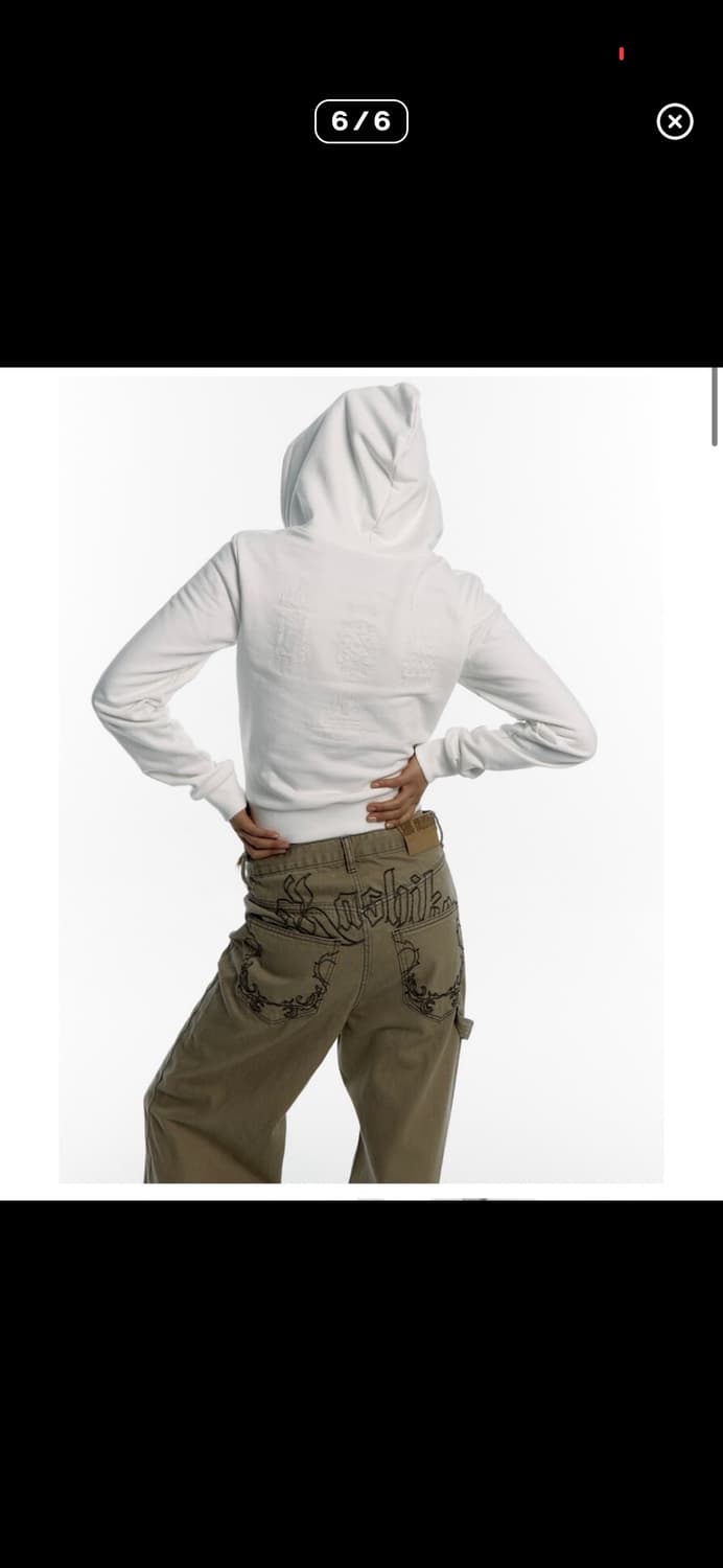 Kashiko yantra slim hoodie zip up white 상품이미지4