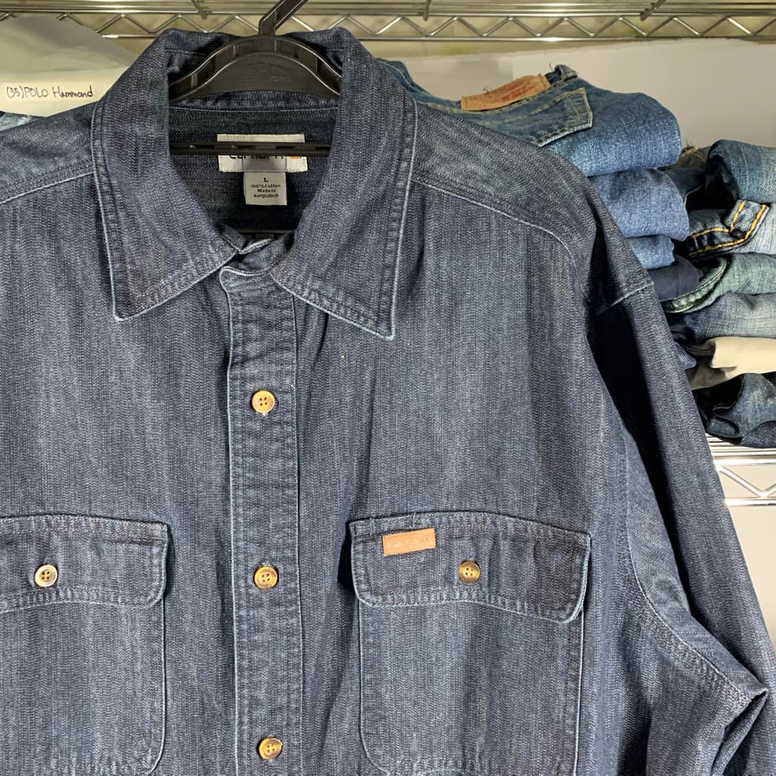 [L] 칼하트 헤비코튼 데님 워크셔츠 상품이미지1
