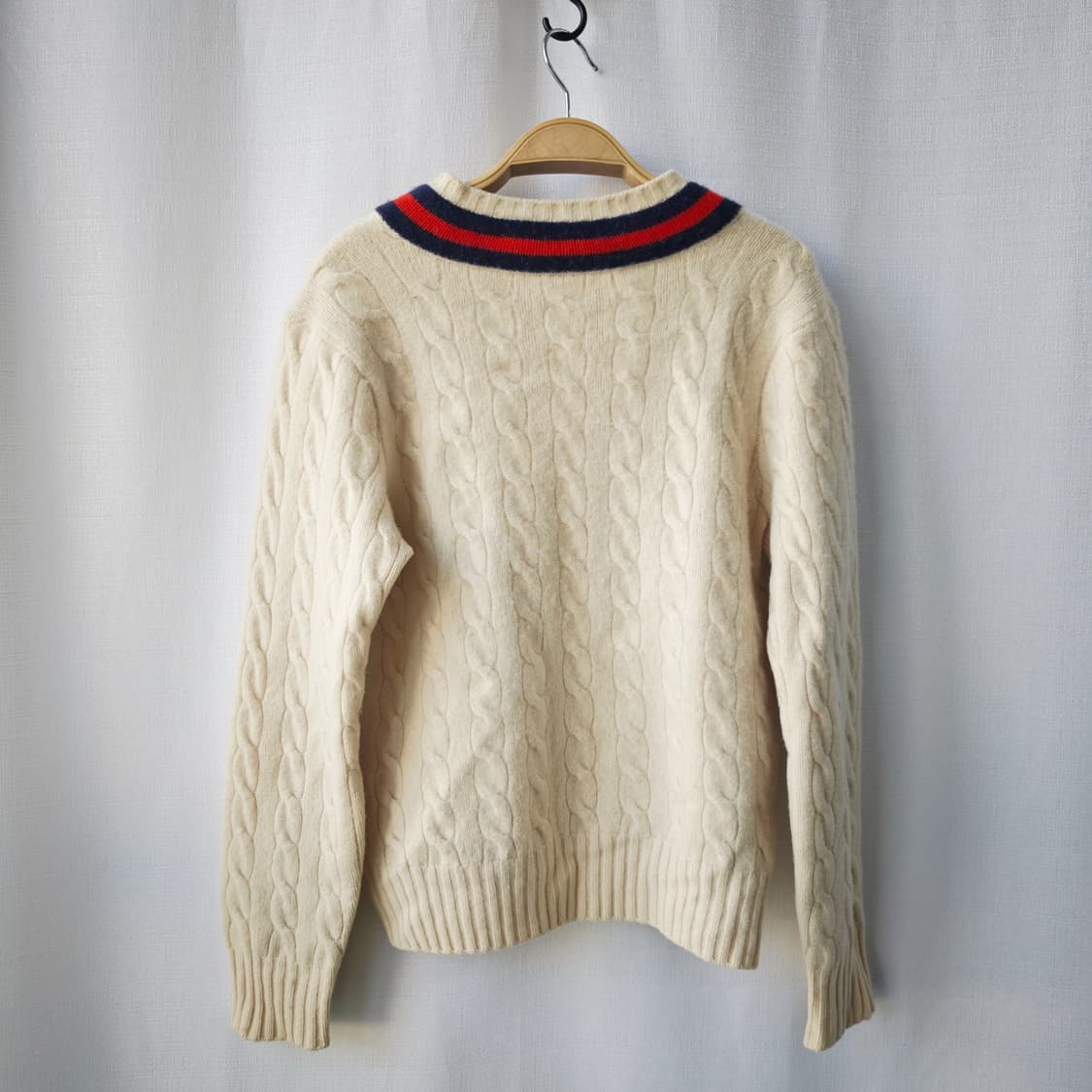 폴로 랄프로렌 캐시미어 100% 크리켓 니트 아이보리 M 상품이미지5