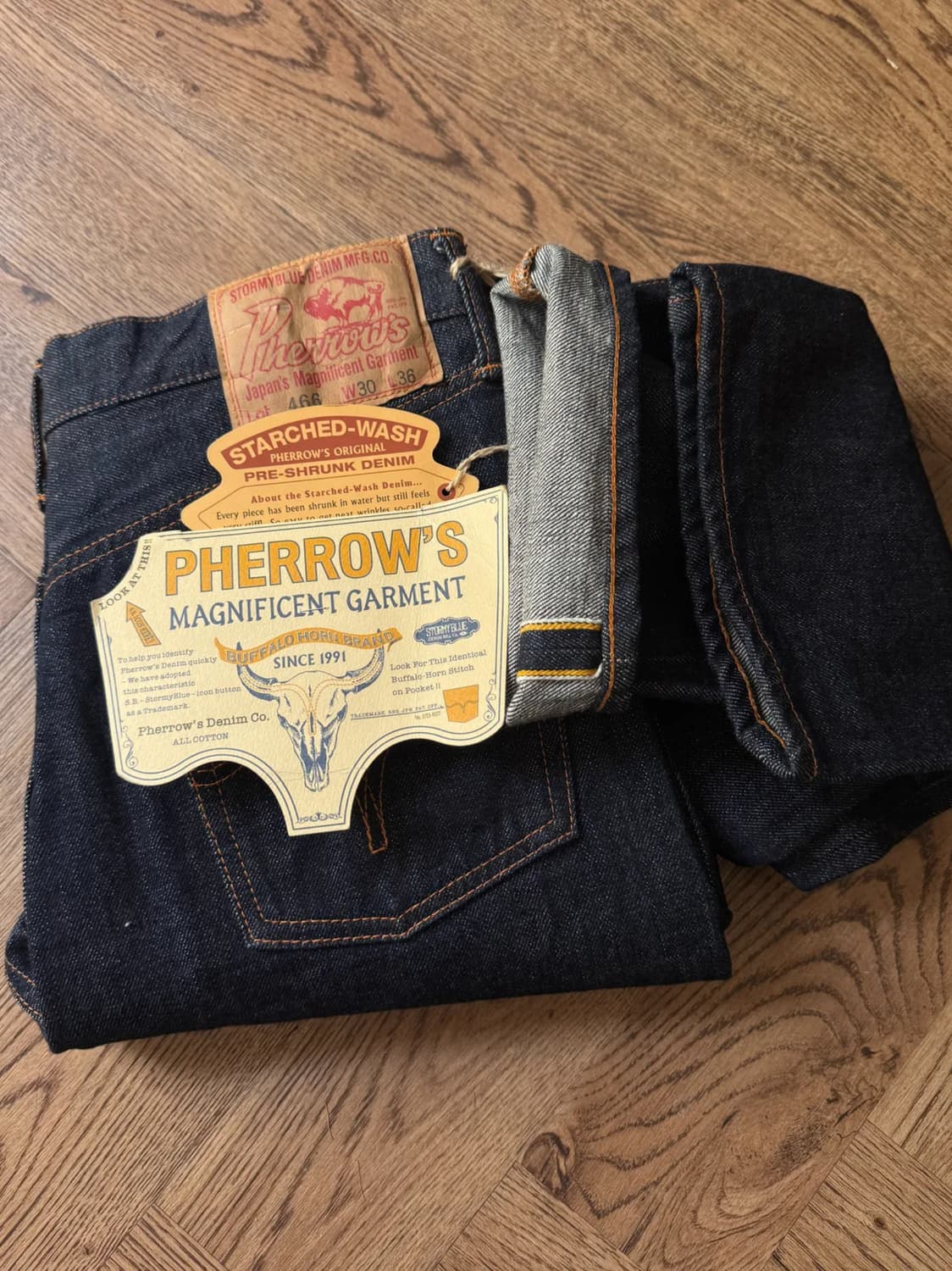 [30]Pherrow's 466 페로우즈 일본제 셀비지 데님팬츠 데드스탁 상품이미지1