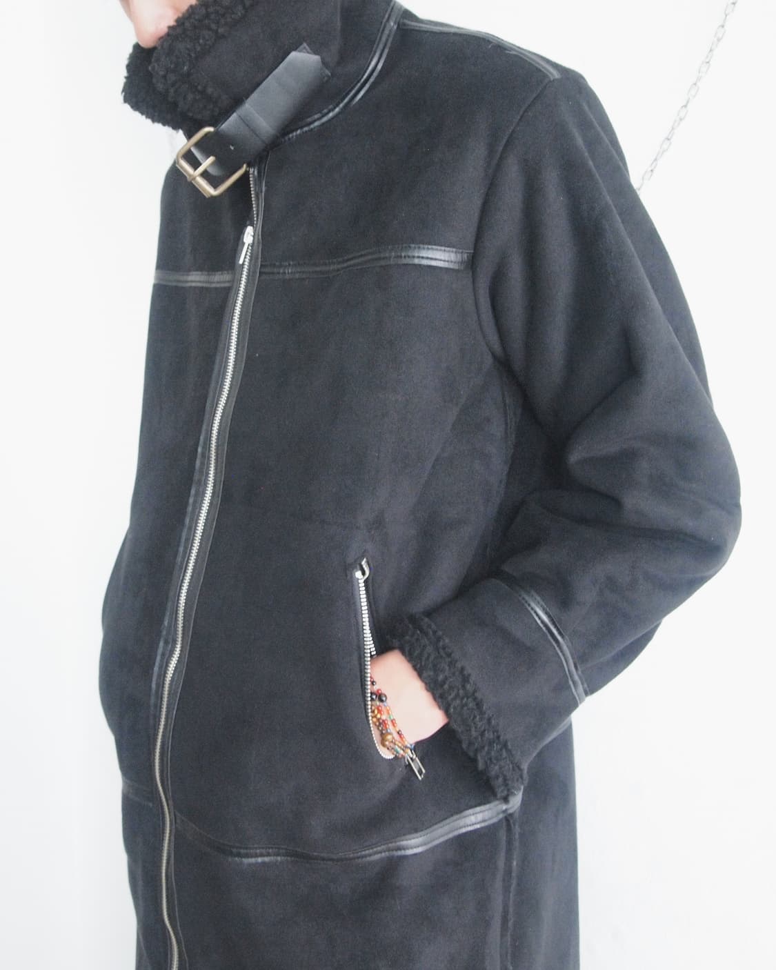 레더 라이닝 무스탕 롱 코트 상품이미지3