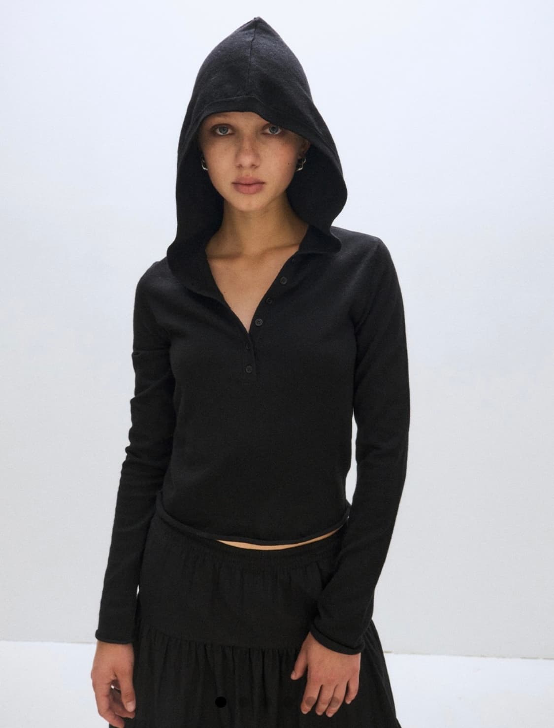플리즈프로젝트 OPEN HOOD KNIT, BLACK 상품이미지2