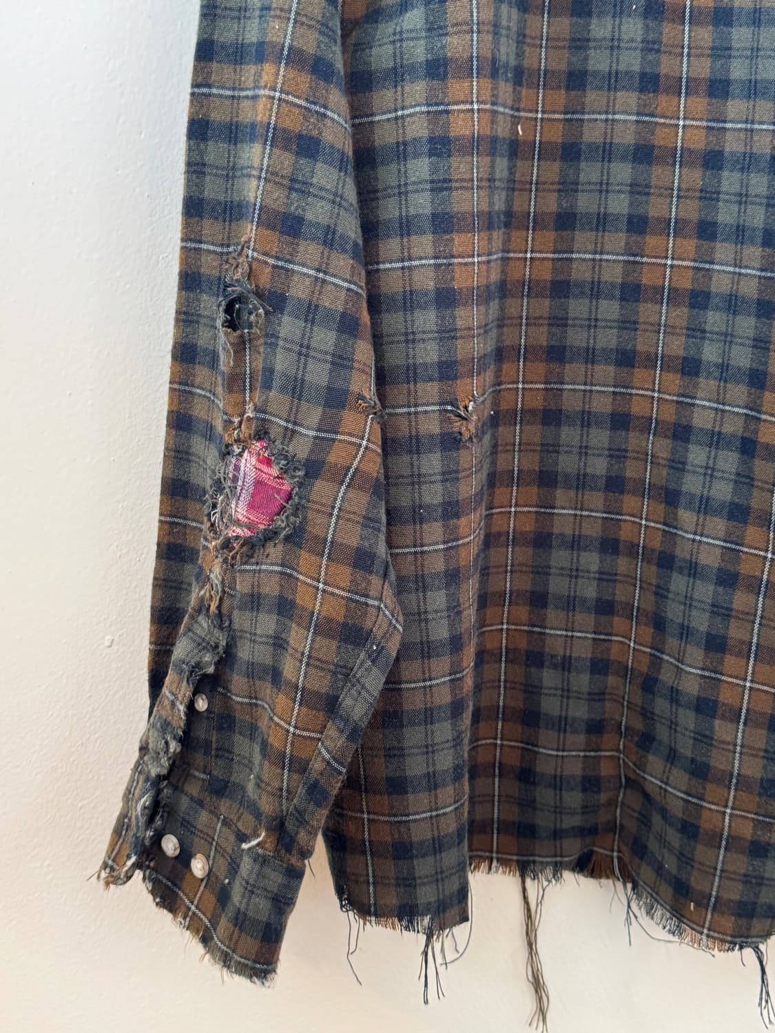 80s flannel repair button up shirt 상품이미지7