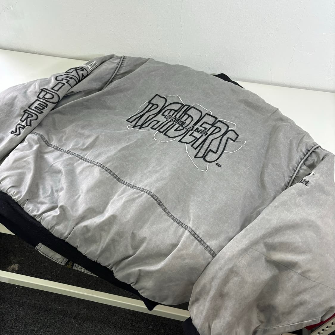 XL VTG 그레이 오클랜드 라이더스 오버핏 MA-1  상품이미지4