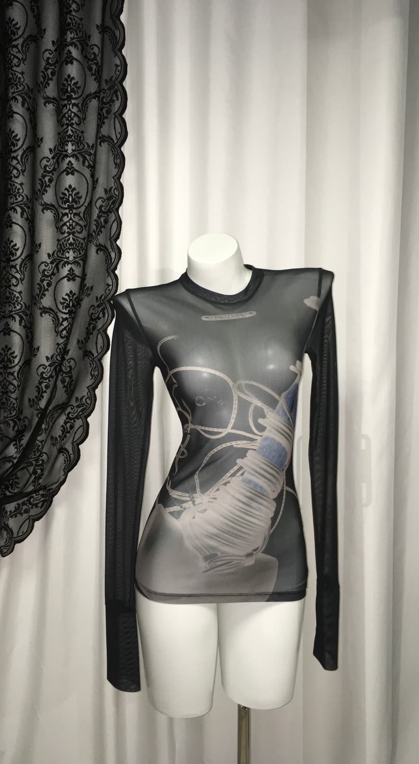 메그킴 메쉬 시스루 탑 블랙 상품이미지3