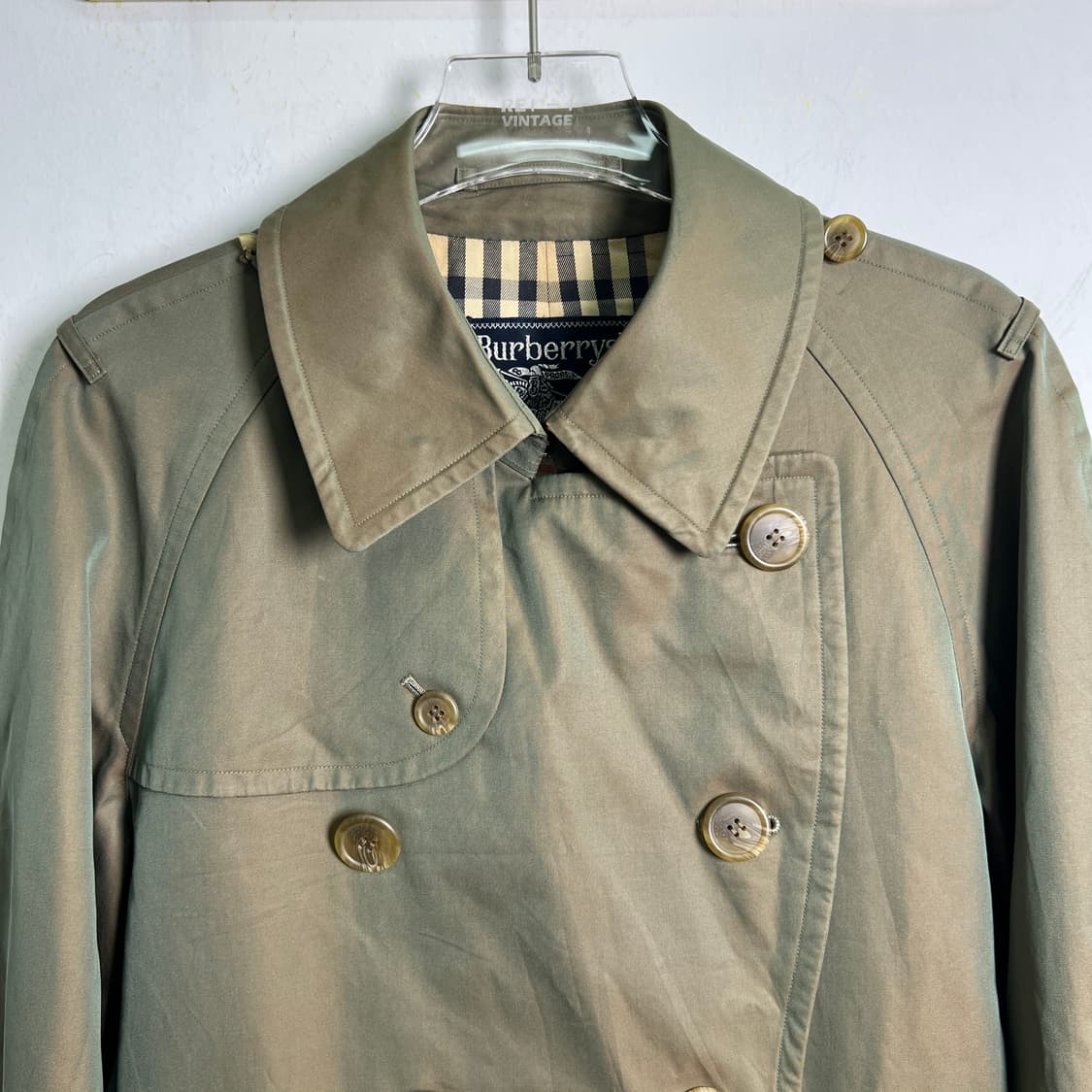 버버리 빈티지 투톤 더블 브레스티드 트렌치 코트 90 상품이미지5