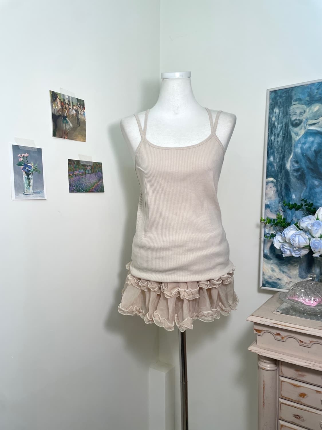 beige inner sleeveless&shirring v-neck k 상품이미지6