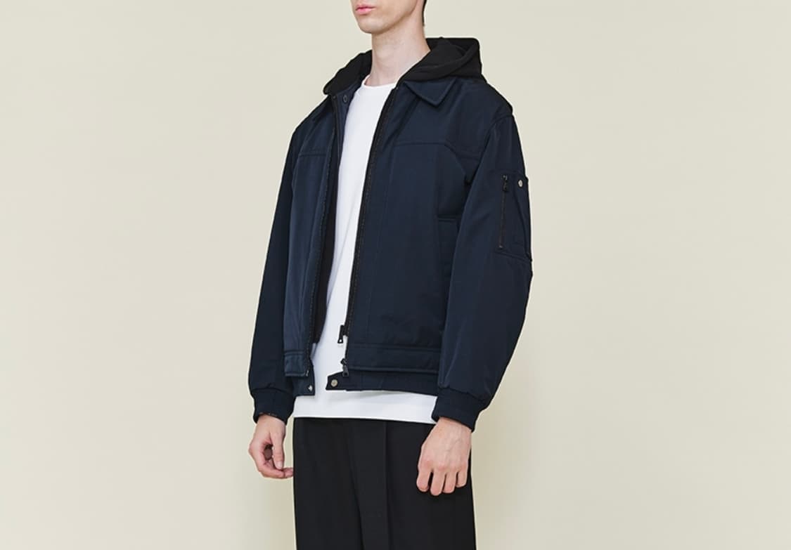 (100)리버클래시 남자 세미오버핏 후드 블루종 봄버 자켓 상품이미지2