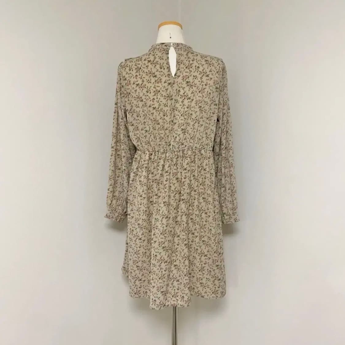 일본 빈티지 잔꽃 꽃무늬 플라워 패턴 프릴 미디 롱 긴팔 쉬폰 원피스 상품이미지5