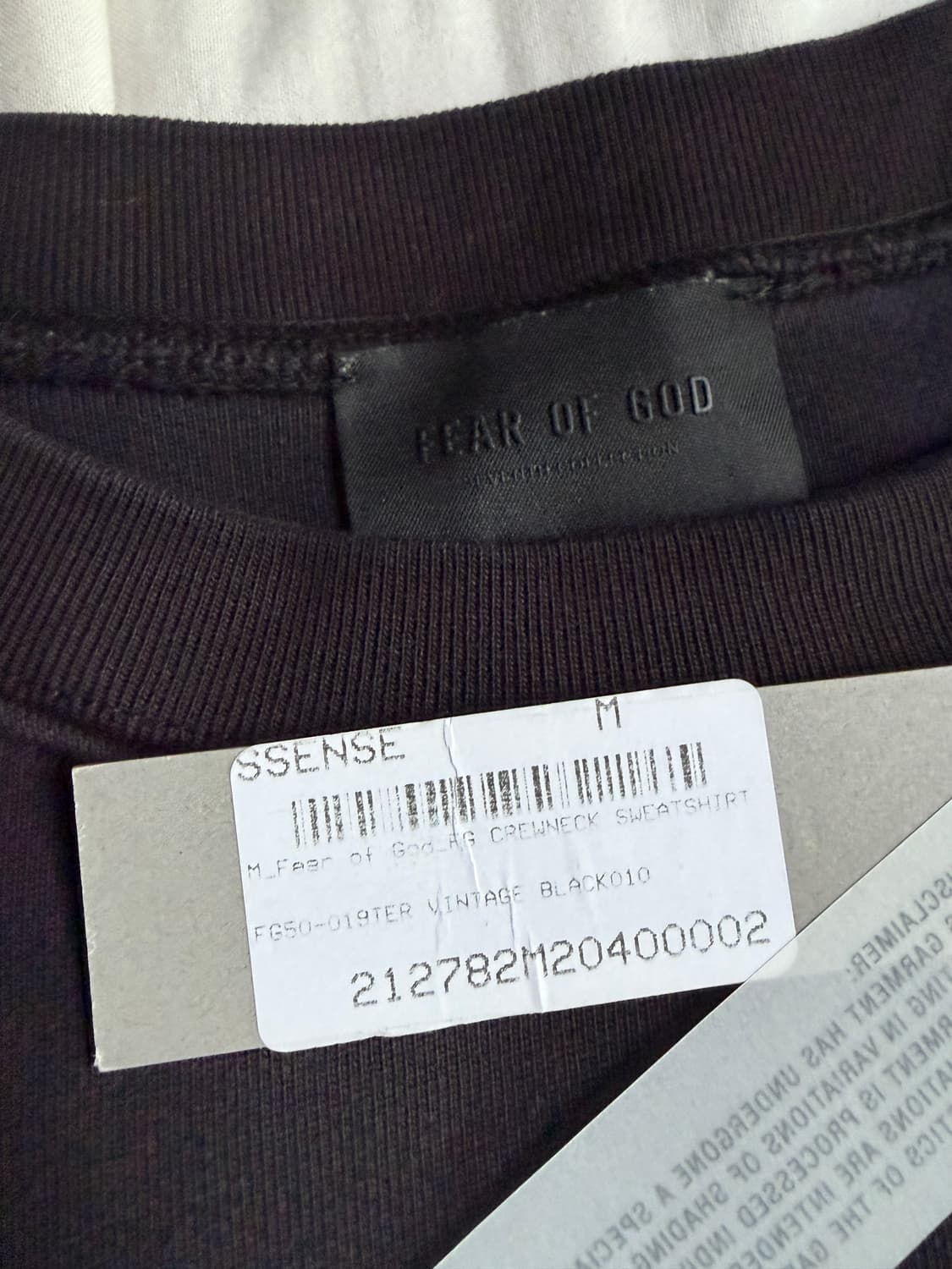 피어오브갓 7th 선페이드 FG 로고 맨투맨 빈티지 블랙 크루넥 스웻셔츠 상품이미지2