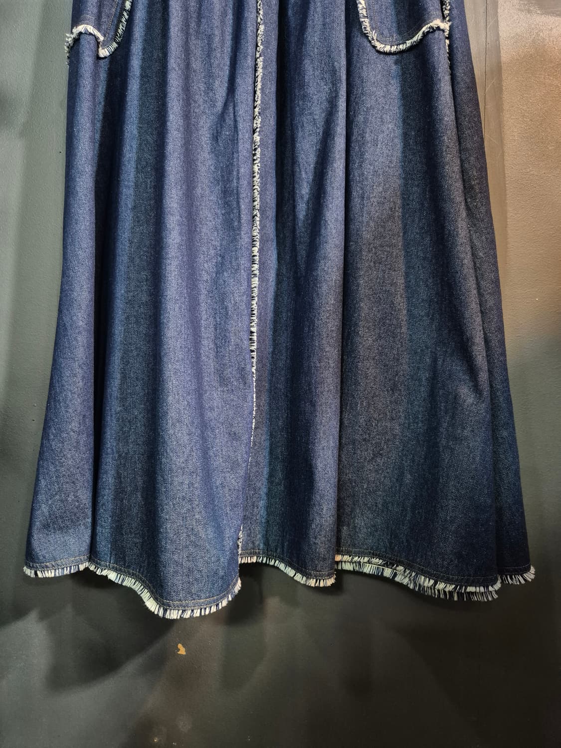 데님 롱 스커트 허리고무밴드 단면 36 77 88사이즈 상품이미지5