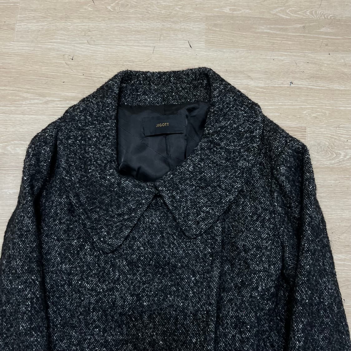 지고트 여성 알파카 헤링본 미디엄 랩코트 [차콜] XS/85 상품이미지2