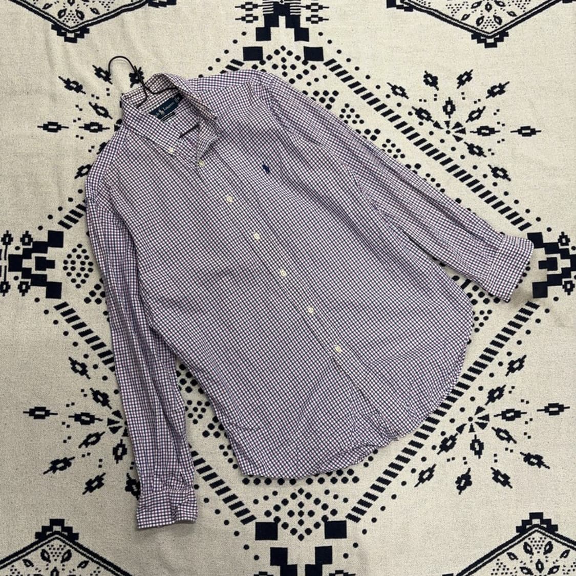 폴로 랄프로렌 클래식핏 자수로고 오버핏 체크 셔츠 M P00025 상품이미지1