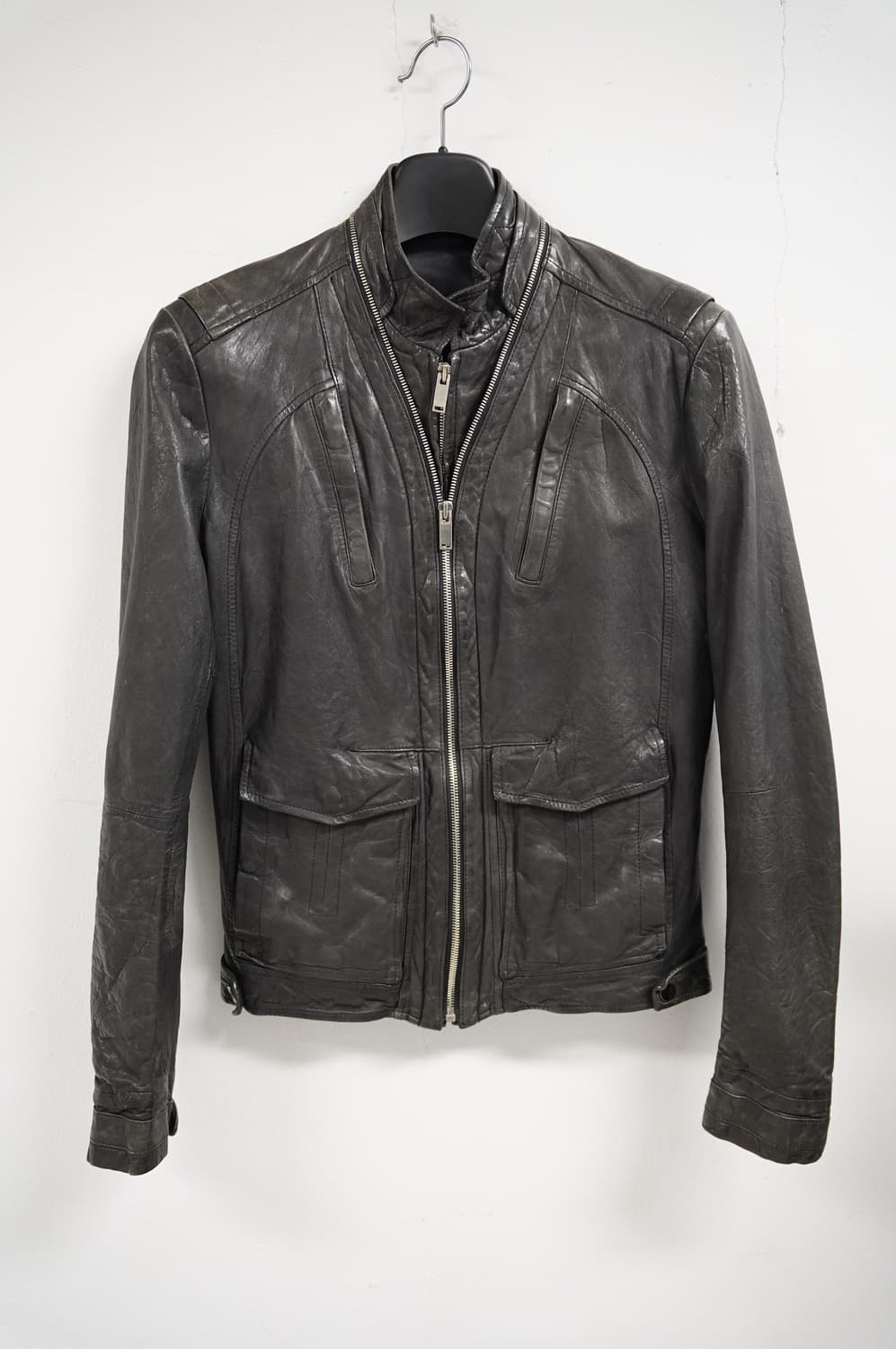 [N][95]그레이 베지터블 램스킨 워싱 레더자켓 상품이미지1