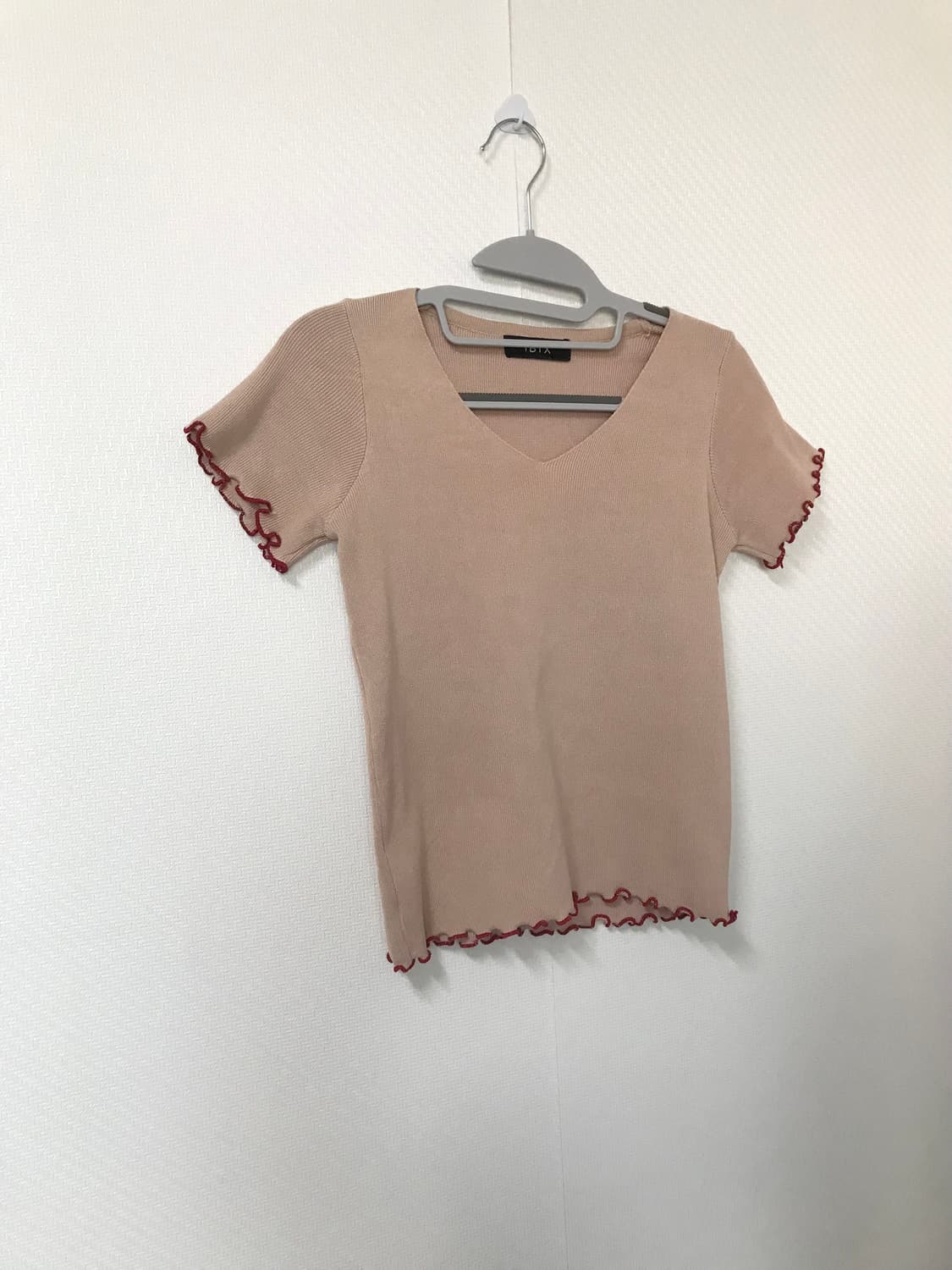 vintage ruffle apricot vneck T 상품이미지5