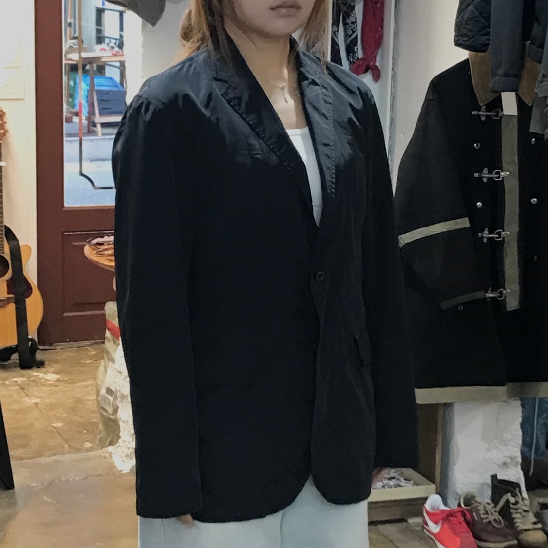 일본 빈티지 블랙 투버튼 폴리 블레이저 남성 102 105 여성 오버핏 상품이미지7