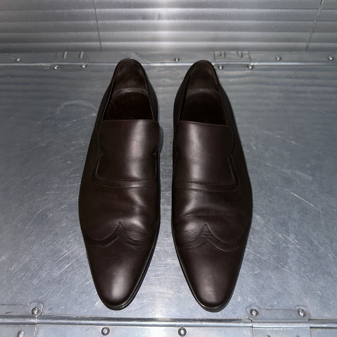 00s 빈티지 구찌 가죽 포이트 토 로퍼 상품이미지2