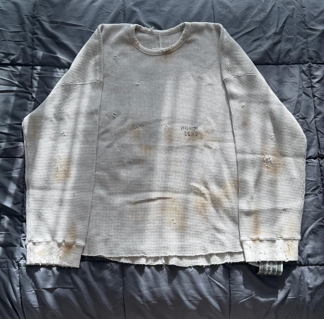 홈리스 HEAVY WAFFLE L/S DAMAGED - ECRU 상품이미지2