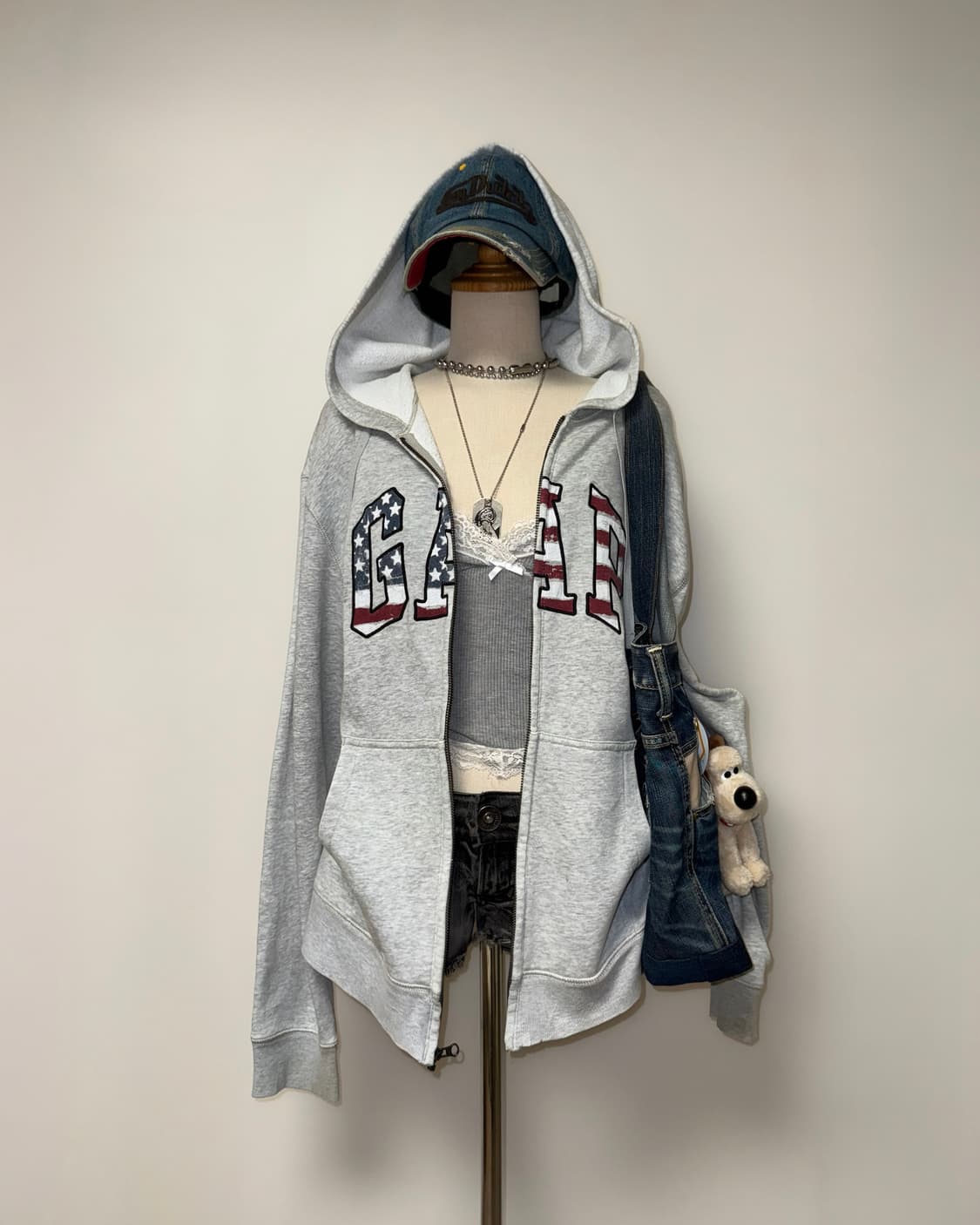 갭 성조기 그레이 후드집업 상품이미지5