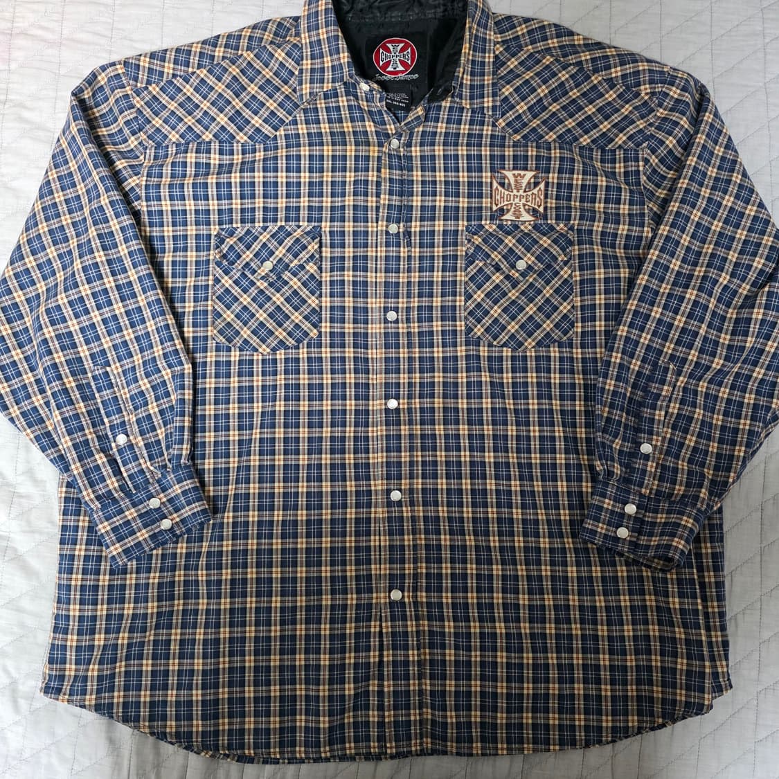 [2XL] 빈티지 WCC 웨스트 코스트 차퍼스 체크 셔츠 오렌지 베이스 상품이미지1