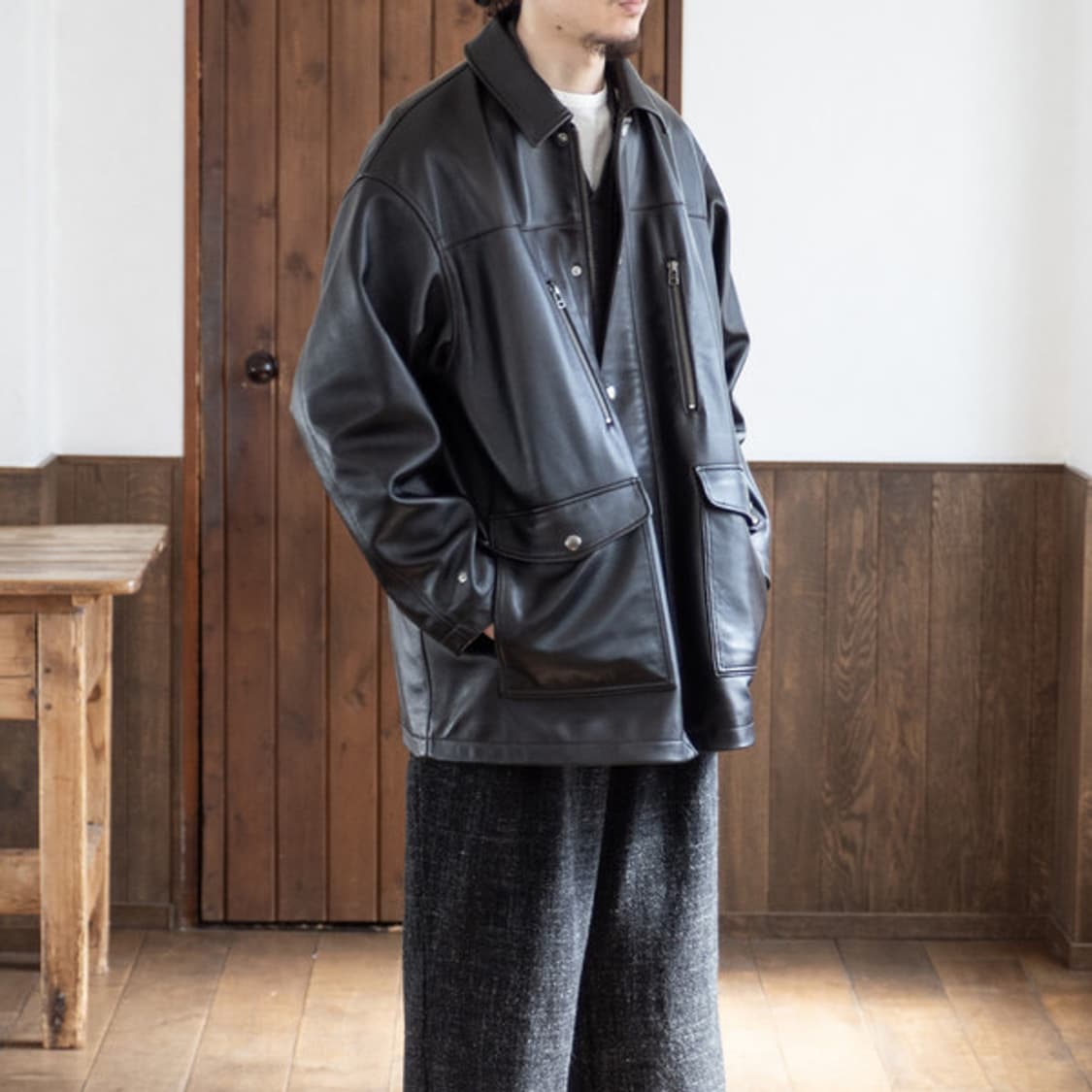 4size)  네스트로브컨팩트 램 레더 헌팅자켓 상품이미지1