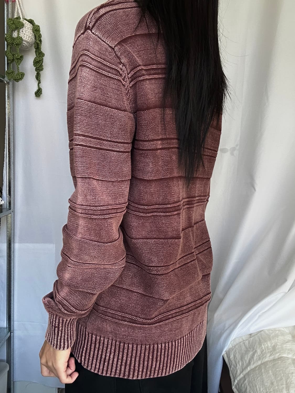 빈티지 버건디 코튼 라운드 니트 상품이미지4