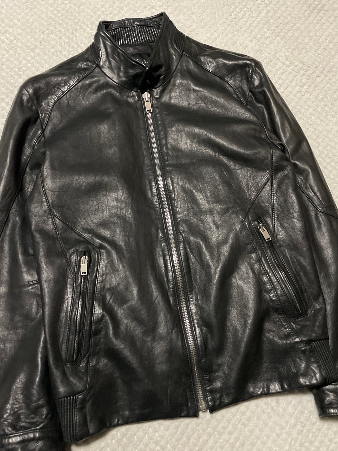 ZIO SONGZIO 웨스턴 무드 램스킨 양가죽 바이커 절개 레더 자켓 상품이미지6