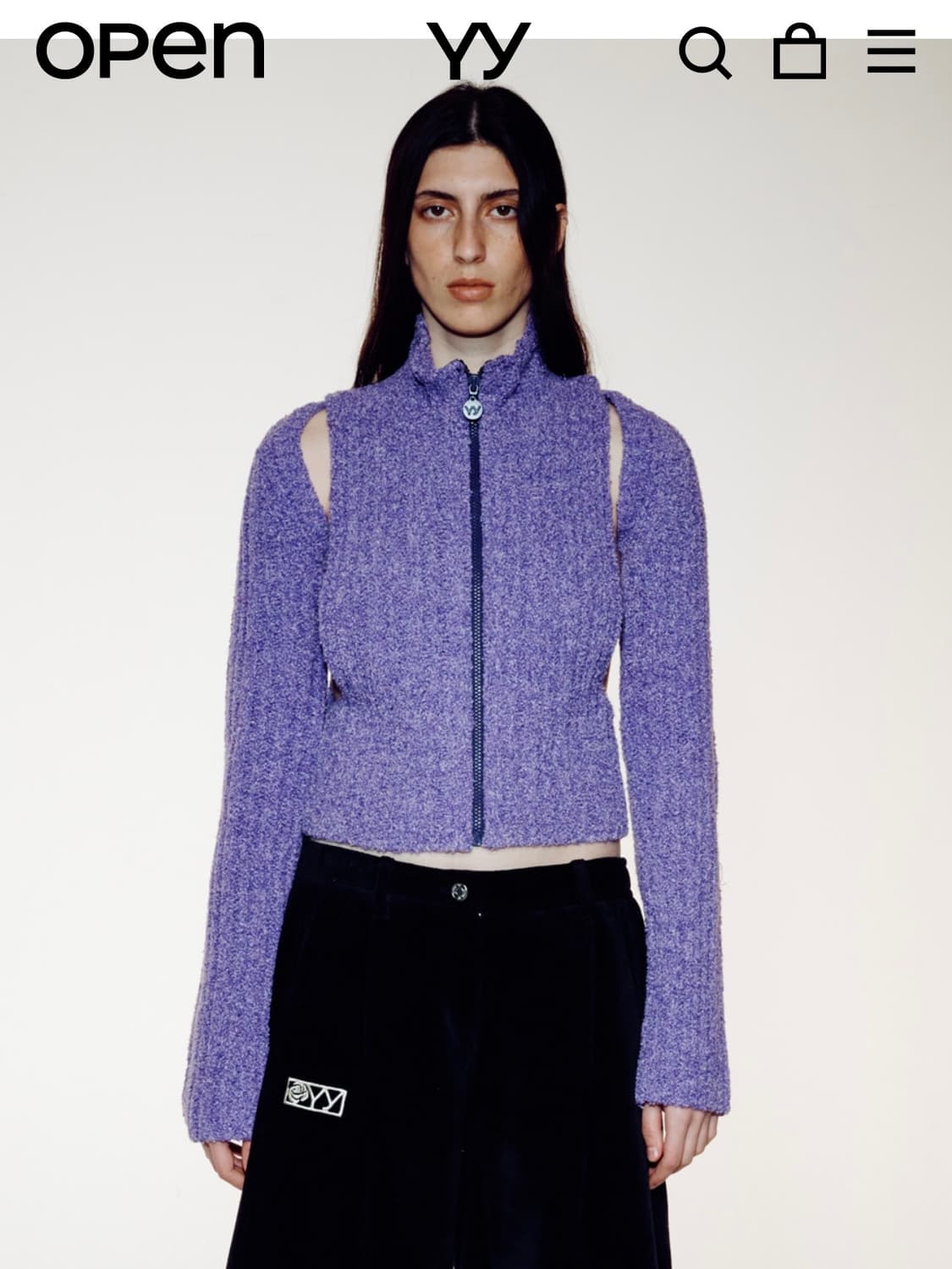 OPEN YY 보라색 니트 집업 베스트 + 볼레로 세트 상품이미지1