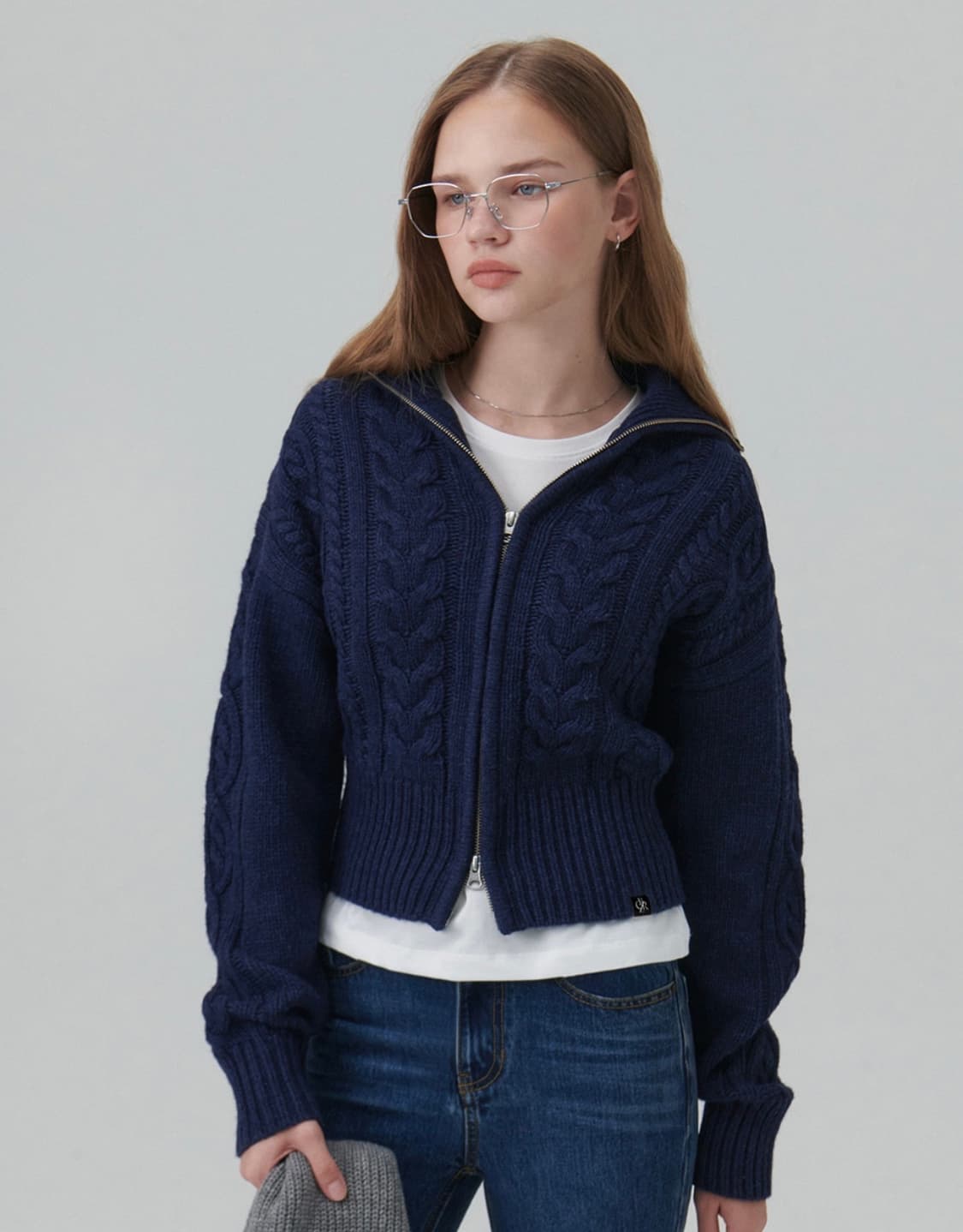 시티브리즈 울 케이블 니트 집업 가디건_NAVY 상품이미지1