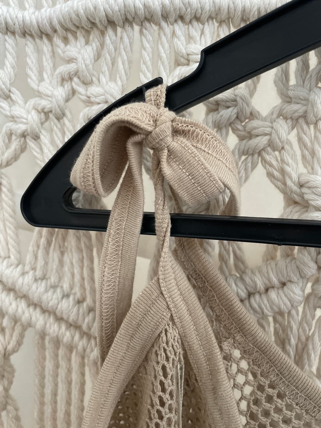 베이지 메쉬 니트 탑 상품이미지3