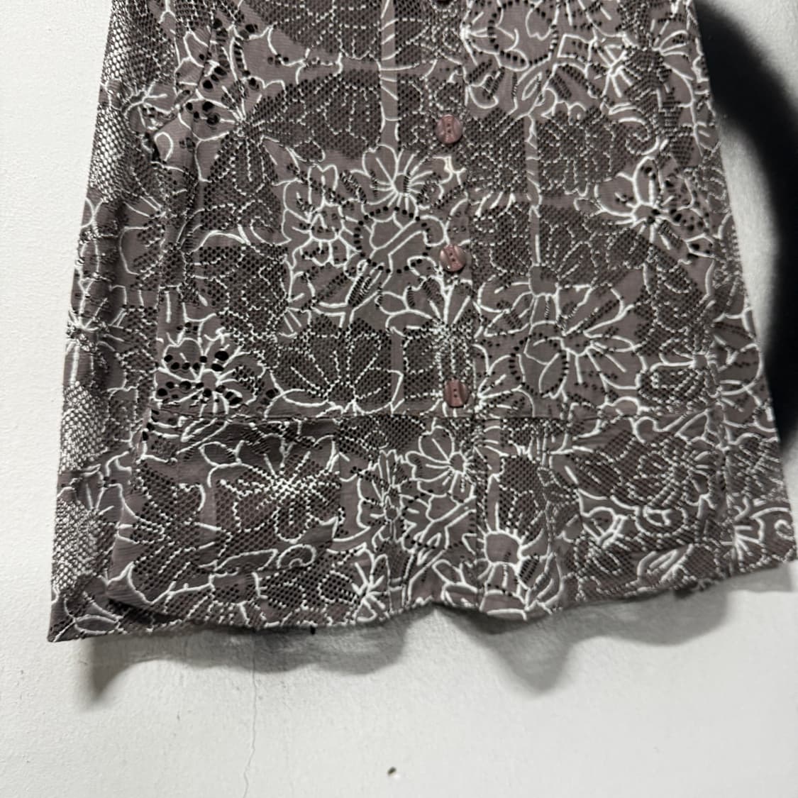 VTG 빈티지 펀칭 플라워 패턴 레이스 셔츠 자켓 상품이미지4