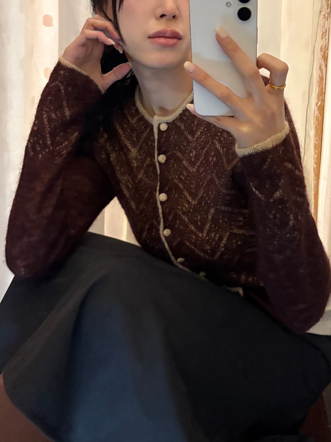 Japanese vintage brown hairy cardigan 상품이미지3