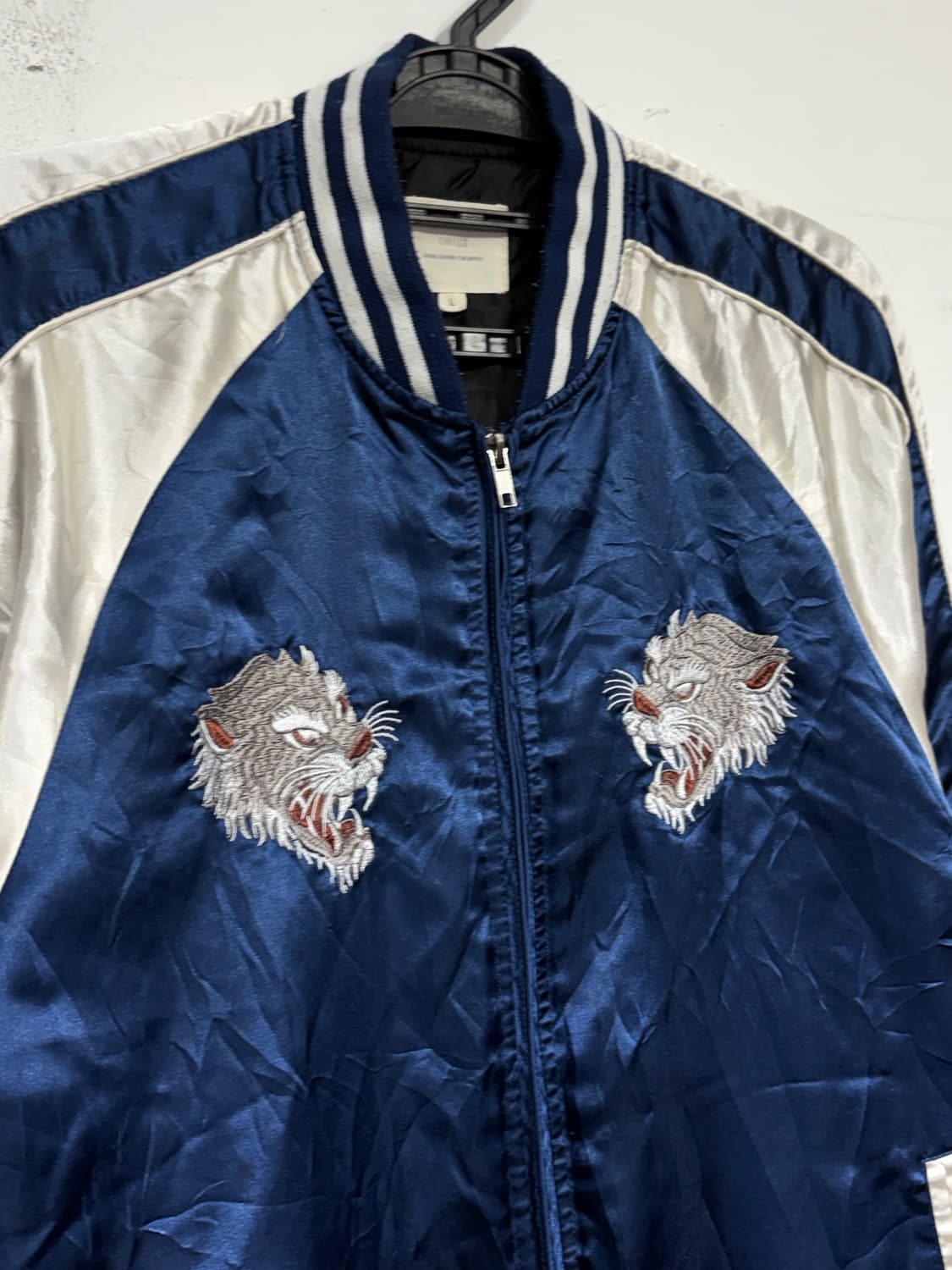 JPN 일본 빈티지 호랑이 자수 스카잔 백호 오리엔탈 스카쟌 L 상품이미지7