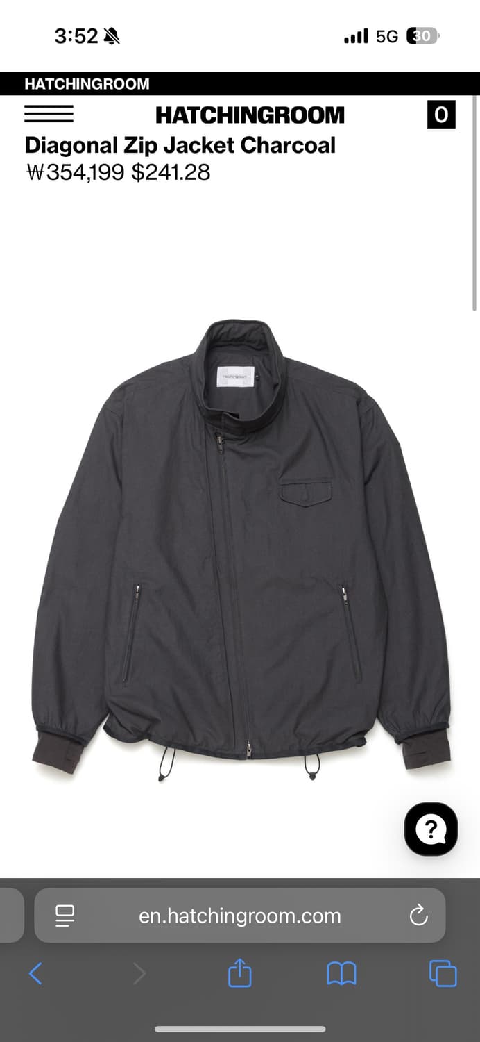 해칭룸 diagonal zip jacket 상품이미지1