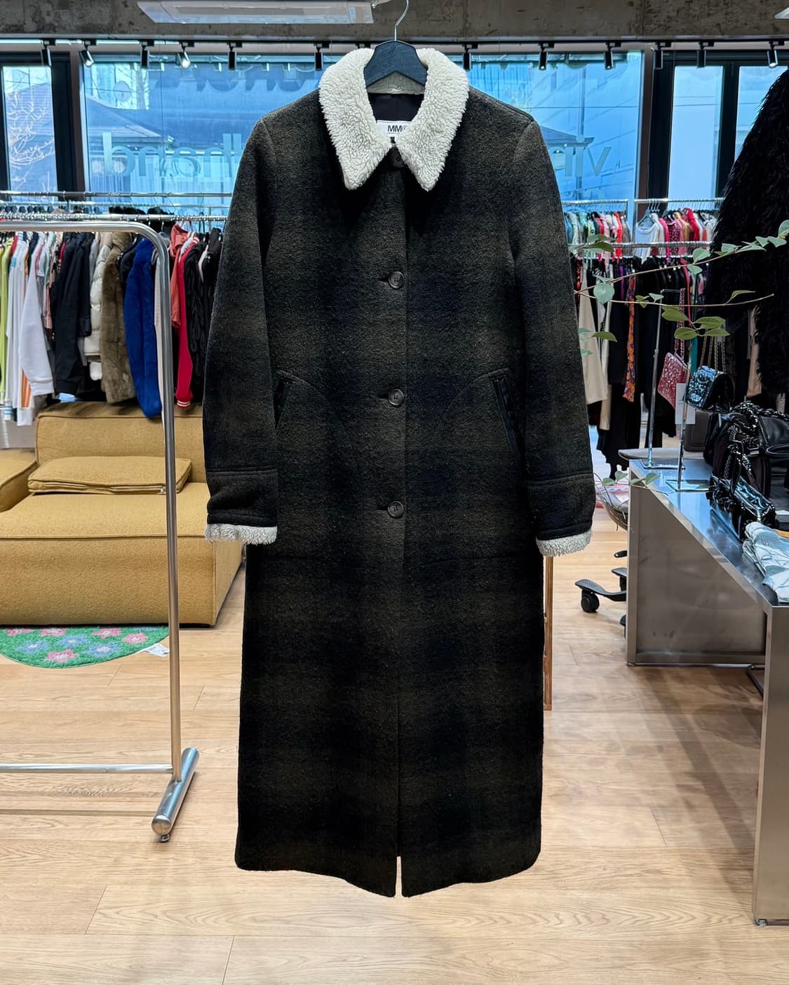 mm6 카키 체크패턴 롱 코트  상품이미지1